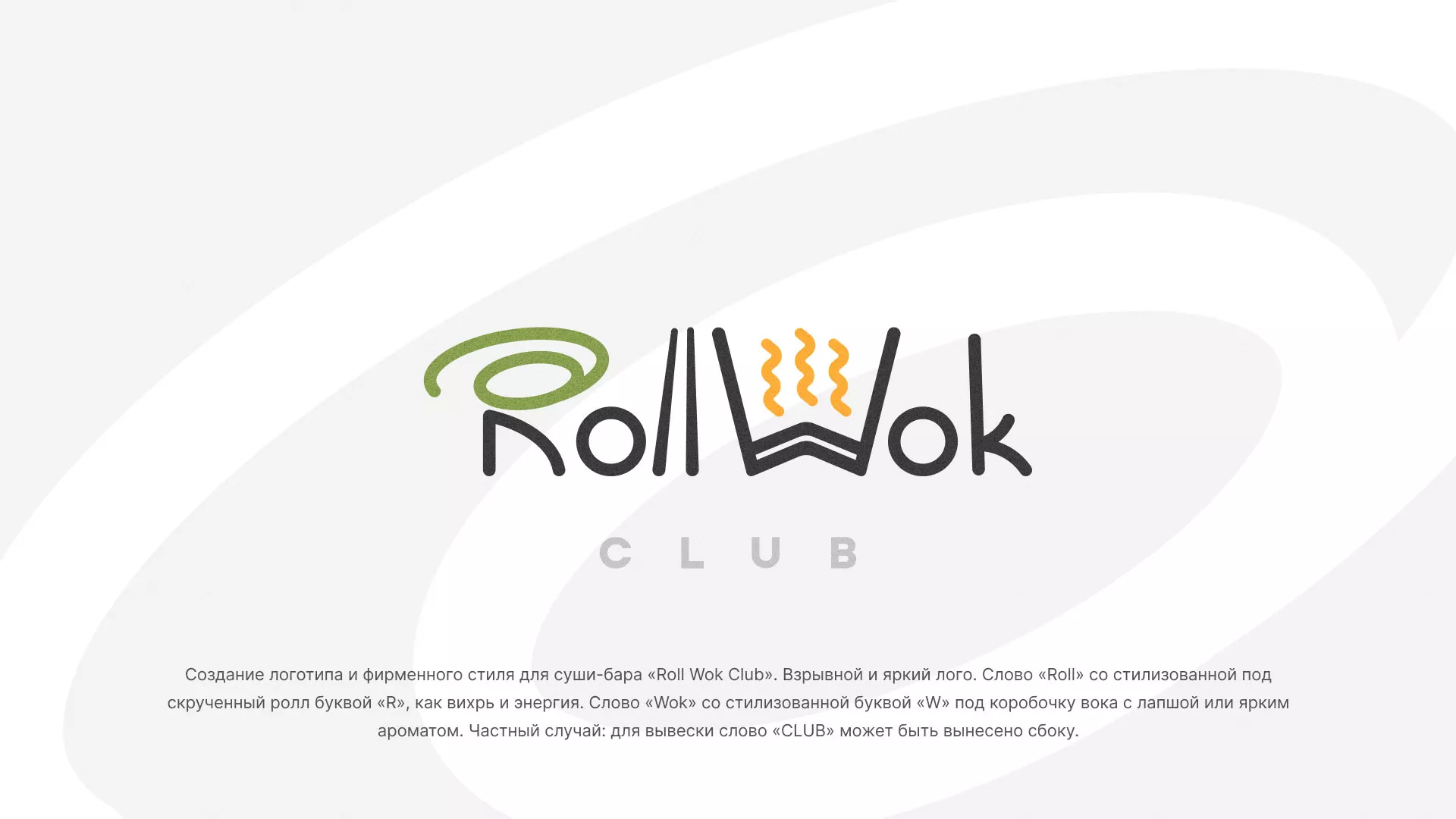 Разработка логотипа и фирменного стиля суши-бара «Roll Wok Club» в Инзе