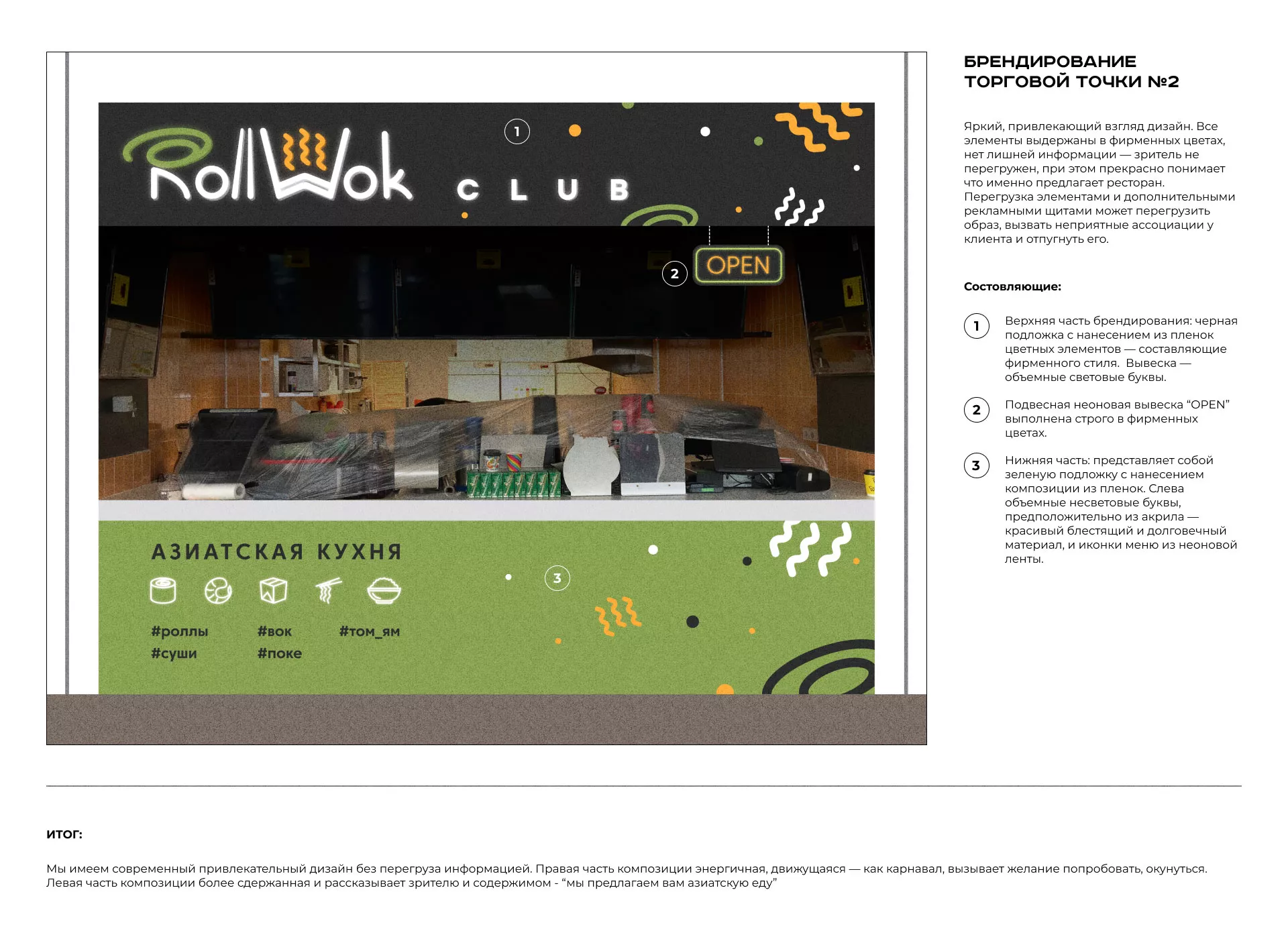 Брендирование торговых точек суши-бара «Roll Wok Club» в Инзе